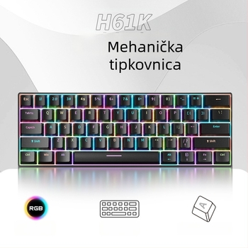 Mehanička tipkovnica sa 61 tipki, žičana USB Type-C, RGB pozadinskim osvjetljenjem