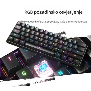 Mehanička tipkovnica sa 61 tipki, žičana USB Type-C, RGB pozadinskim osvjetljenjem