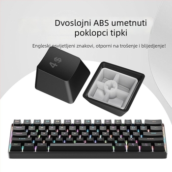 Mehanička tipkovnica sa 61 tipki, žičana USB Type-C, RGB pozadinskim osvjetljenjem