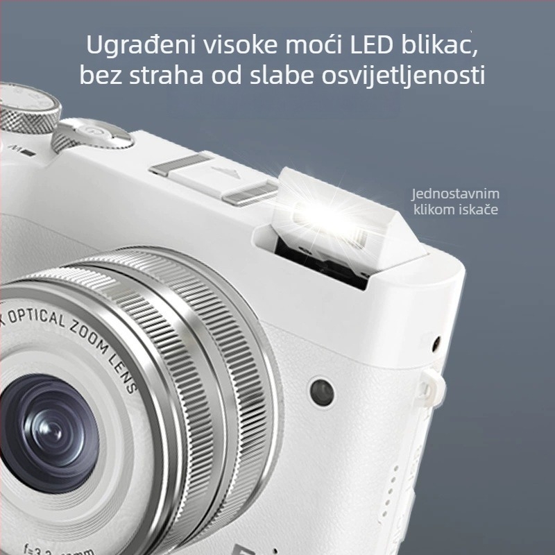 DC205X Kamera s optičkim zumom, 5K HD, bezzrcalna kamera za početnike sa selfie, 3-inčni LCD, TF kartica