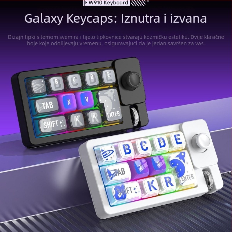 87-tipkovnica numerička s RGB pozadinskim osvjetljenjem, kabelska i bežična veza Bluetooth i 2.4G, s naslonom za zapešće