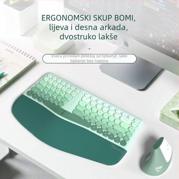 Ergonički bežični set tipkovnice i miša – tiha tipkovnica, ABS materijal, doseg do 10 m, podržava 3 uređaja