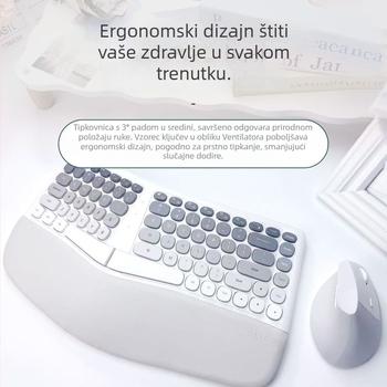 Ergonički bežični set tipkovnice i miša – tiha tipkovnica, ABS materijal, doseg do 10 m, podržava 3 uređaja