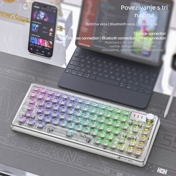 Attack Shark K75RGB bežična mehanička tipkovnica, 82 tipke, RGB pozadinsko osvjetljenje, gasket konstrukcija, hot-plug prekidači