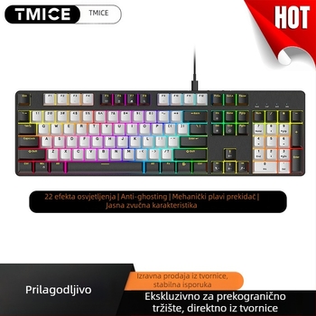 104-tipkovnica mehanička s crvenim prekidačima, žična povezanost, RGB pozadinsko osvjetljenje, vodootporna