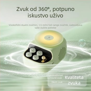 Bluetooth zvučnik s dva zvučnika, BT 5.3, frekvencijski odziv 100 Hz–20 kHz, SNR ≥70 dB, ugrađena baterija 1000–1200 mAh