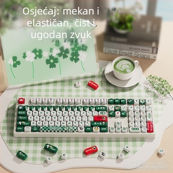 87-tipkovnica s Bluetoothom, PBT tipke, zeleni prekidači (univerzalna kompatibilnost)