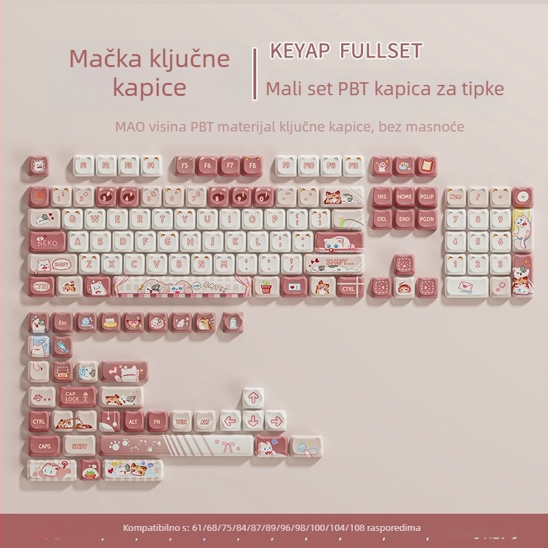 87-tipkovnica s Bluetoothom, PBT tipke, zeleni prekidači (univerzalna kompatibilnost)