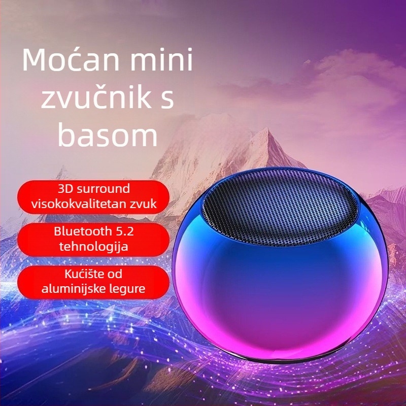 Bežični Bluetooth zvučnik, metalno kućište, izlaz 5W, Bluetooth 5.2, ugrađena baterija 300–500 mAh