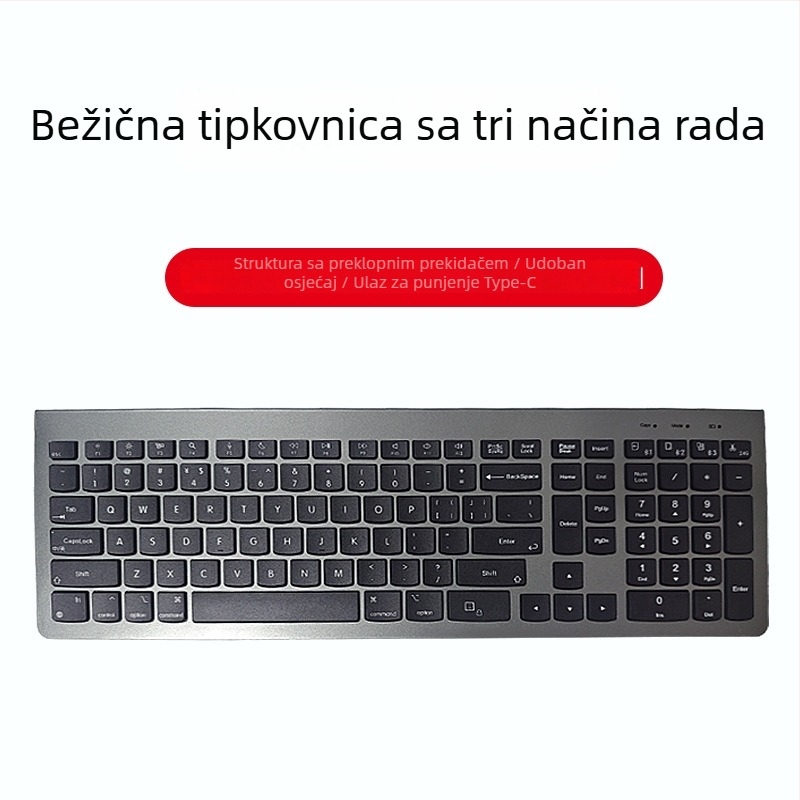 Bežična Bluetooth tipkovnica sa tri načina, 98+ tipki, bežično/žično/2.4G, istovremeno do 3 uređaja, ABS kućište, kompatibilno s Mac, iPad, Huawei laptopima, mobitelima i računalima
