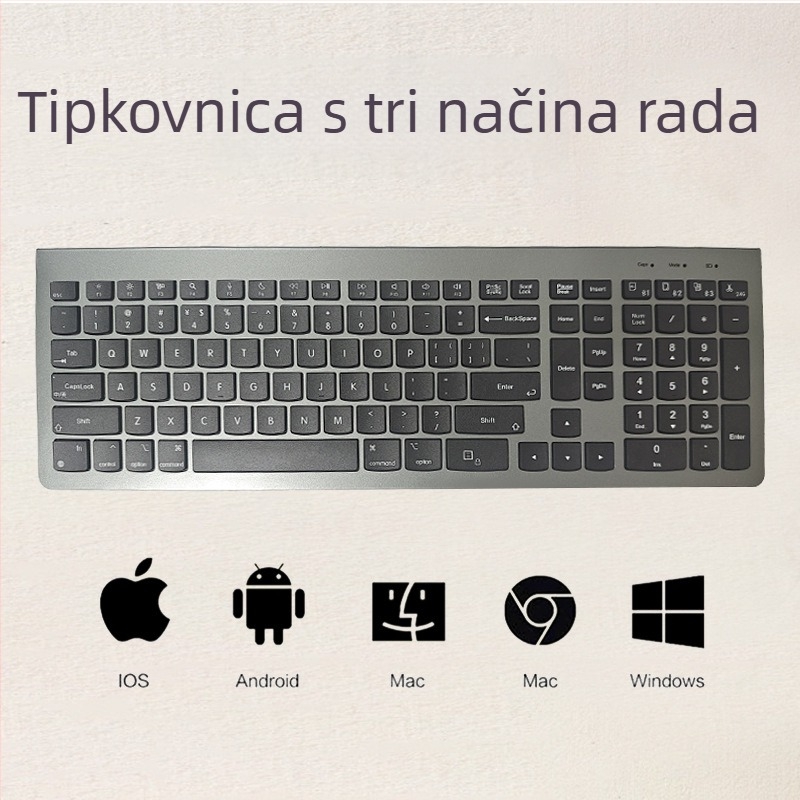 Bežična Bluetooth tipkovnica sa tri načina, 98+ tipki, bežično/žično/2.4G, istovremeno do 3 uređaja, ABS kućište, kompatibilno s Mac, iPad, Huawei laptopima, mobitelima i računalima