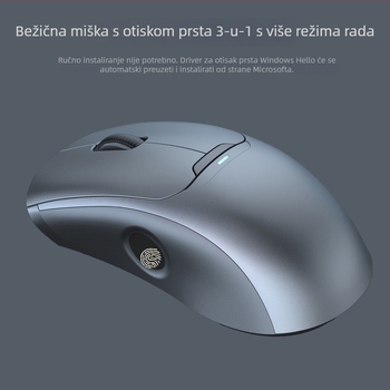 3-modni bežični miš s otiskom prsta Ft108 — Bluetooth, 2500 DPI, doseg 10 m, težina 96 g, ergonomski dizajn