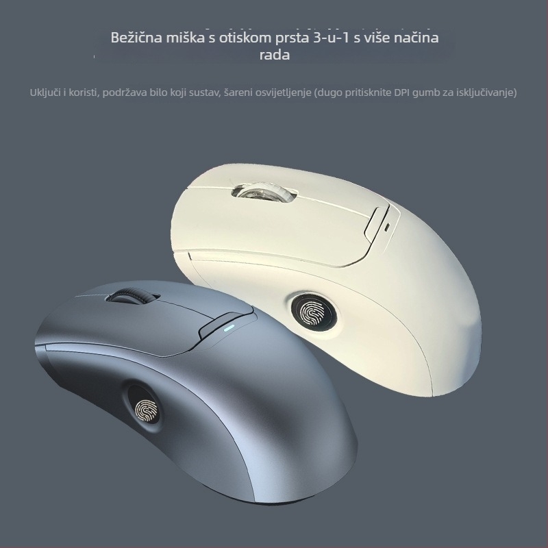 3-modni bežični miš s otiskom prsta Ft108 — Bluetooth, 2500 DPI, doseg 10 m, težina 96 g, ergonomski dizajn