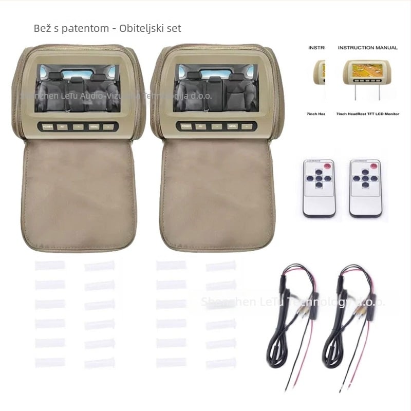 Automobilski LCD monitor za naslon za glavu DL-HM715, TFT-LCD, 800x480 rezolucija, CVBS ulaz, univerzalna kompatibilnost