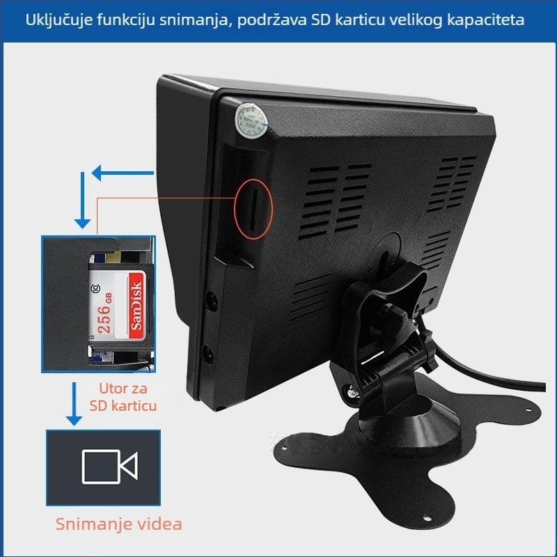 Smart Bee Technology 4-kanalni 7-inčni LCD zaslon za vozilo s centralnim upravljačkim zaslonom i kompletnim setom stražnjih kamera kamiona, HD noćni vid