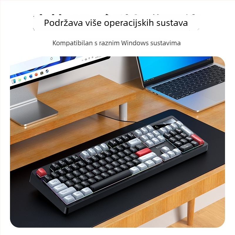Yesido žična gaming tipkovnica, 104 tipke, RGB osvjetljenje, vodootporna, univerzalna kompatibilnost