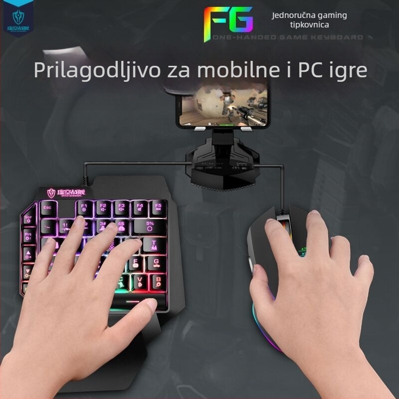 Shibaido F6 Jednoručna gaming tipkovnica i miš, 39 tipki, žično, s podrškom za dlan, vodootporan