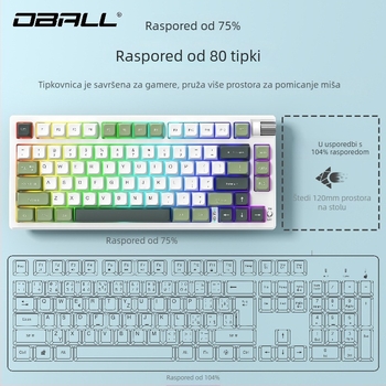 Dragon Ball GK75 mehanička tipkovnica, tri načina povezivanja: žičana, Bluetooth i bežična; zelene prekidače, RGB pozadinsko osvjetljenje, vodootporna