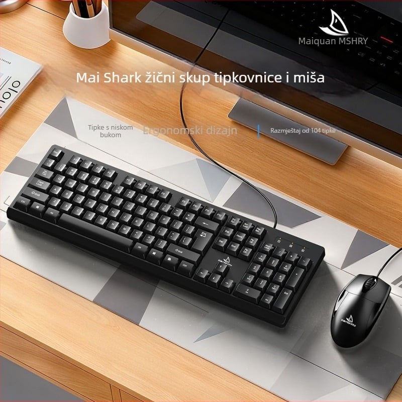 Žični set tipkovnice i miša, numerička tipkovnica, Type-C veza, tiha tipkovnica, kompatibilan s stolnim računalom