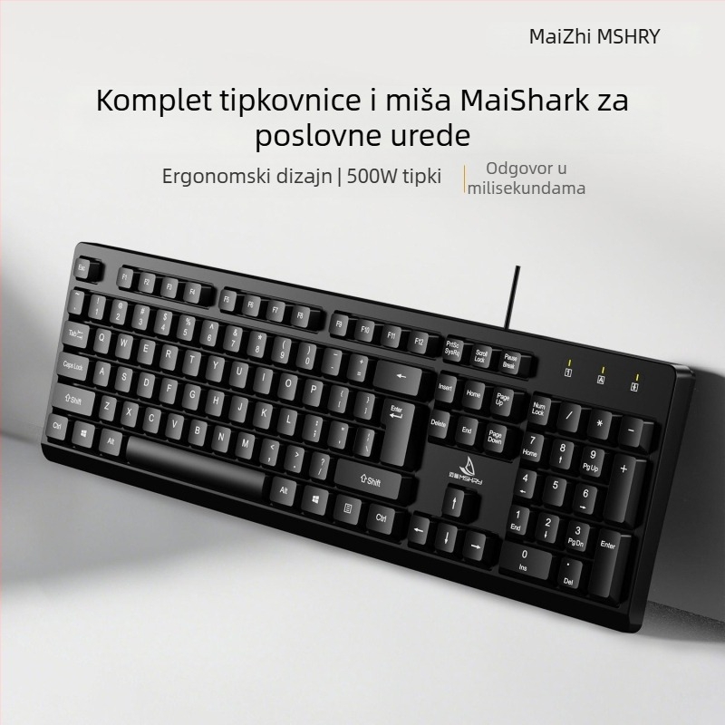 Žični set tipkovnice i miša, numerička tipkovnica, Type-C veza, tiha tipkovnica, kompatibilan s stolnim računalom