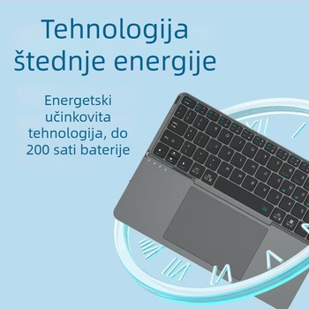 Tablet Bluetooth tipkovnica s tihim radom, punjiva kožna futrola-stalak s dodirnim upravljanjem, prijenosna sklopiva tipkovnica; 88-98 tipki; univerzalna kompatibilnost; plastično kućište