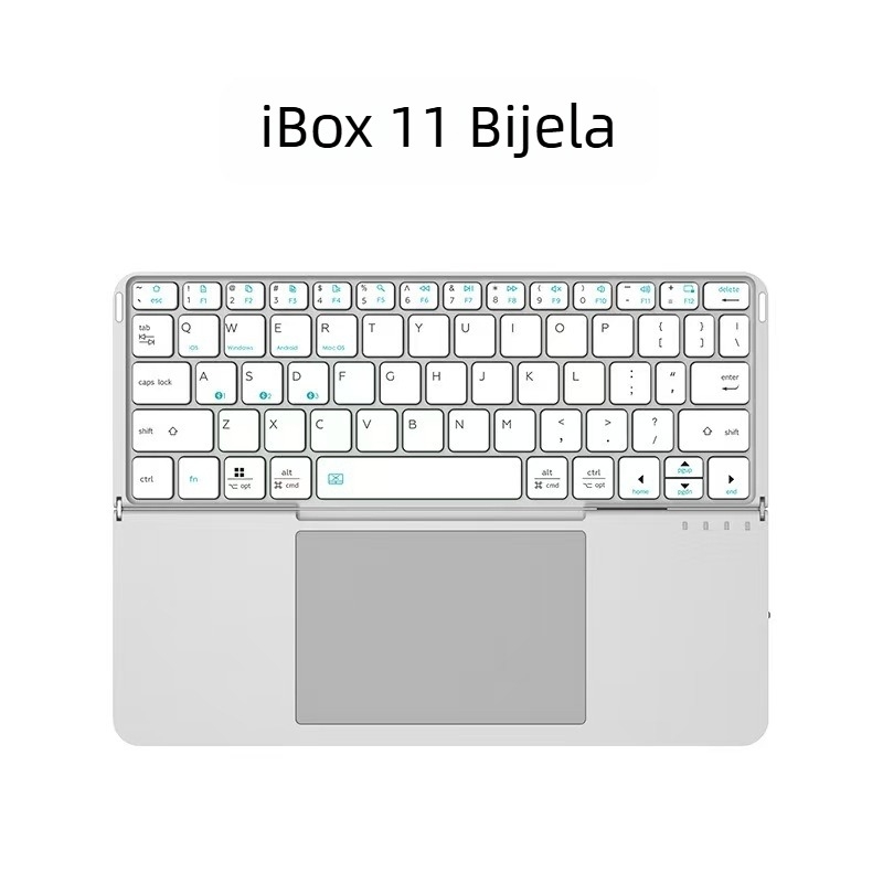 Tablet Bluetooth tipkovnica s tihim radom, punjiva kožna futrola-stalak s dodirnim upravljanjem, prijenosna sklopiva tipkovnica; 88-98 tipki; univerzalna kompatibilnost; plastično kućište
