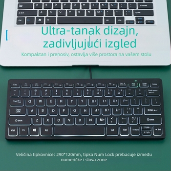 Apayado K1000 membranska tipkovnica s 78 tipki, USB priključak, ABS kućište, miješano pozadinsko osvjetljenje, kompatibilno s prijenosnim računalom