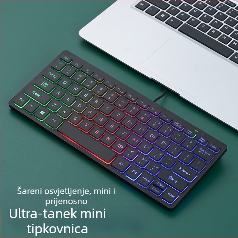 Apayado K1000 membranska tipkovnica s 78 tipki, USB priključak, ABS kućište, miješano pozadinsko osvjetljenje, kompatibilno s prijenosnim računalom