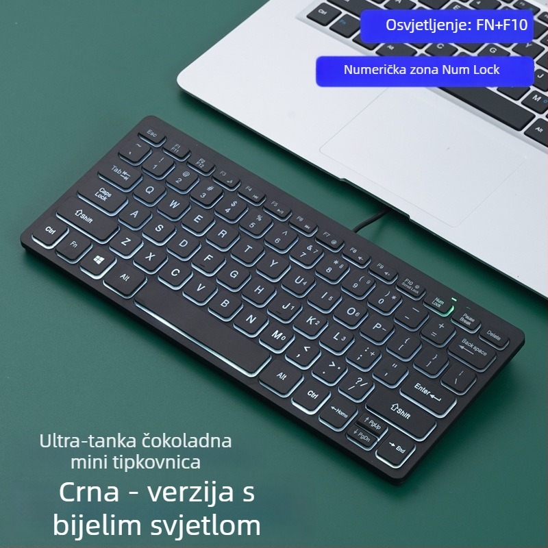 Apayado K1000 membranska tipkovnica s 78 tipki, USB priključak, ABS kućište, miješano pozadinsko osvjetljenje, kompatibilno s prijenosnim računalom