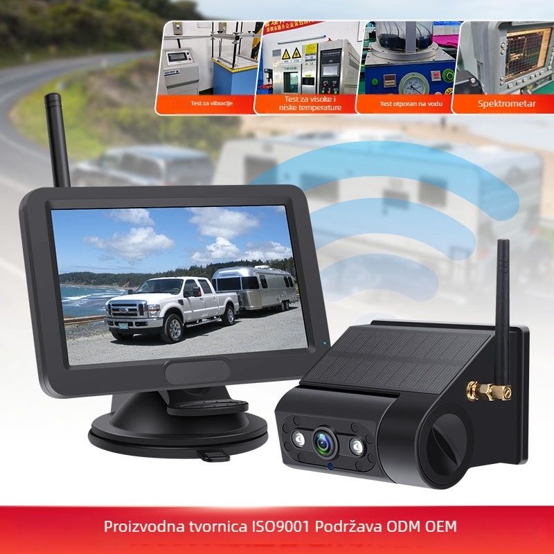 Model M2-505+MB73 - magnetska bežična kamera za retrovizor autom s 5-inčnim zaslonom, 800x480 rezolucija, napajanje 24V, podesivi kut 45°