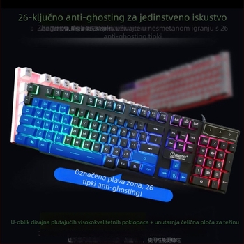 Set gaming tipkovnice i miša K9 s optičkim senzorom 1000 DPI, USB žični tipkovnica i miš, ergonomski dizajn