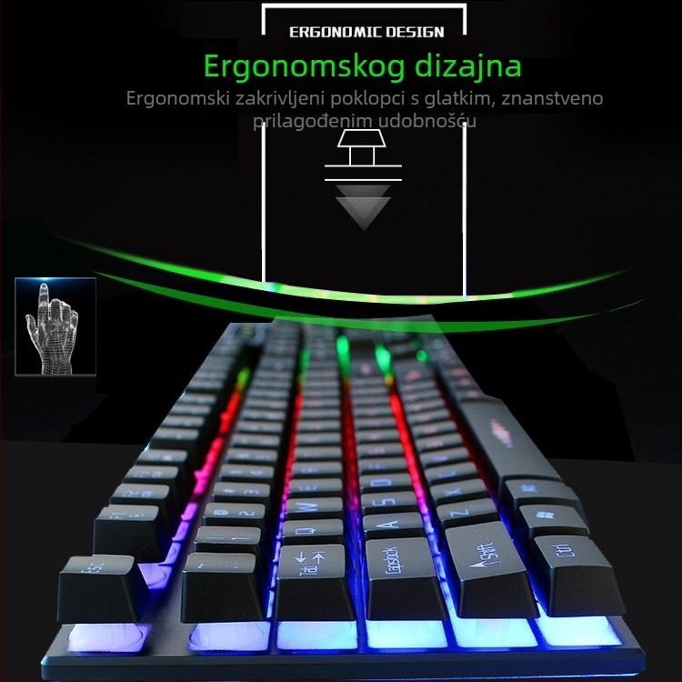Set gaming tipkovnice i miša K9 s optičkim senzorom 1000 DPI, USB žični tipkovnica i miš, ergonomski dizajn