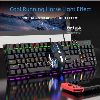 Viper KM600 žični USB set tipkovnice i miša s RGB pozadinskim osvjetljenjem, 1000dpi optički senzor, ergonomski i vodootporan, kabel duljine 1,5 m
