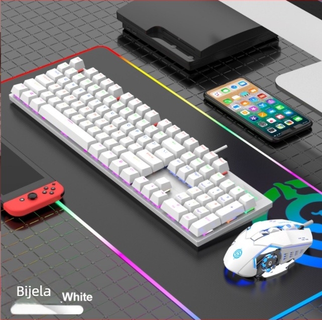 Viper KM600 žični USB set tipkovnice i miša s RGB pozadinskim osvjetljenjem, 1000dpi optički senzor, ergonomski i vodootporan, kabel duljine 1,5 m