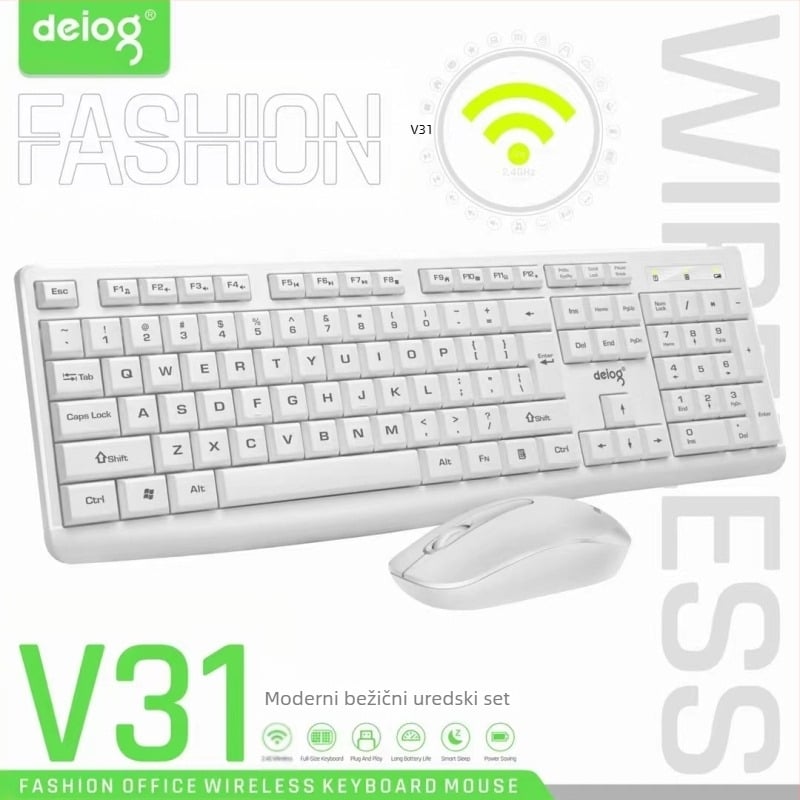 Deyilong V31 Bežični set tipkovnice i miša za stolno računalo i laptop, 2.4G