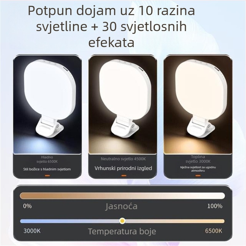 LED rasvjeta za selfie i prijenos uživo - tri temperature osvjetljenja, snaga ispod 10W