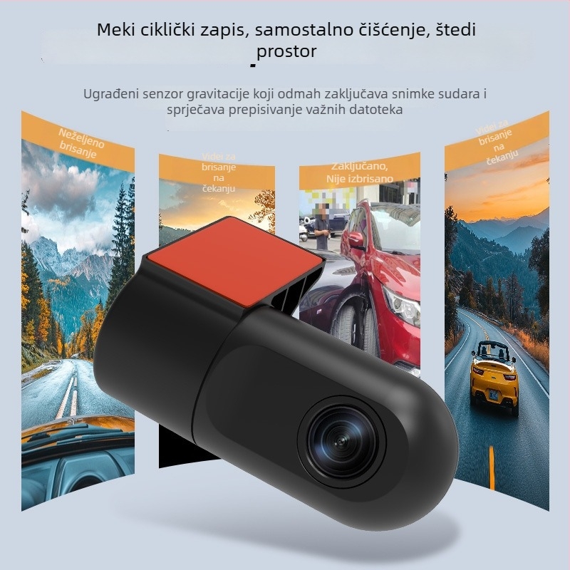 Autodash kamera s Wi-Fi i aplikacijom, 1080p, 140° široki kut, 16GB microSD, montaža na prednje staklo