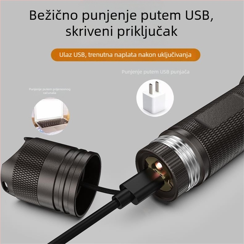 SKYWOODS potapljačka LED svjetiljka, 3000 lumena, zoom, punjiva, kućište od aluminijske legure