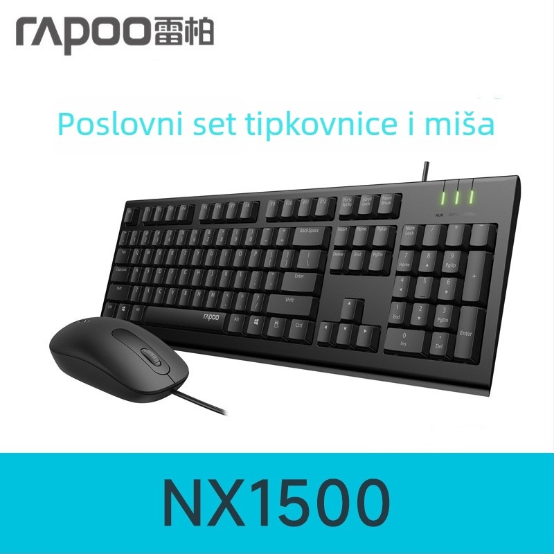 Kablirani set tipkovnice i miša (ergonomski dizajn, optički senzor 1000 DPI, USB sučelja, vodootporan)