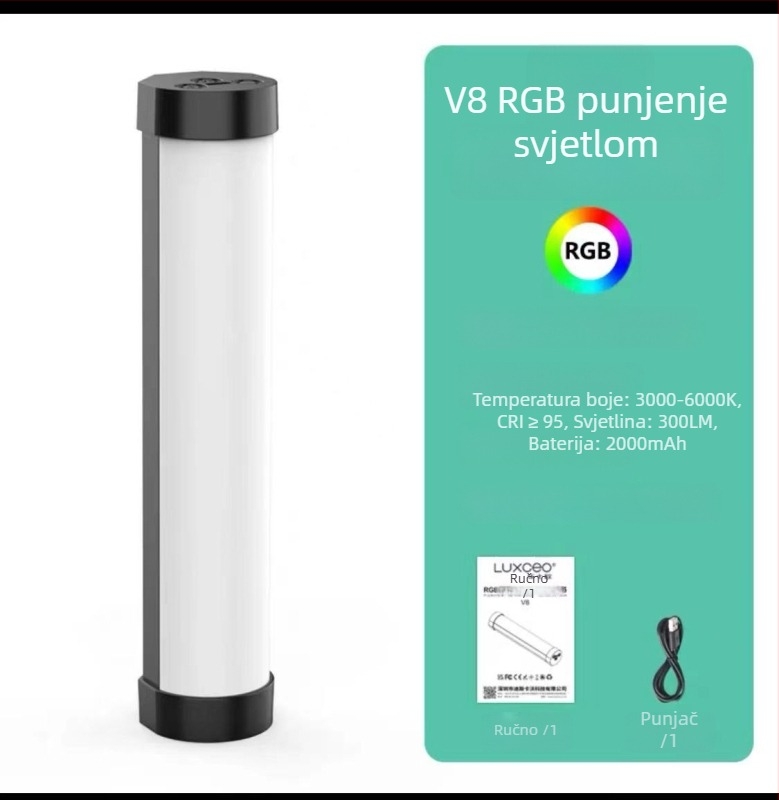 Tesio Rasvjeta za live streaming, Prenosna ručna, 4W, Dvostruka temperatura boje, 3.7V