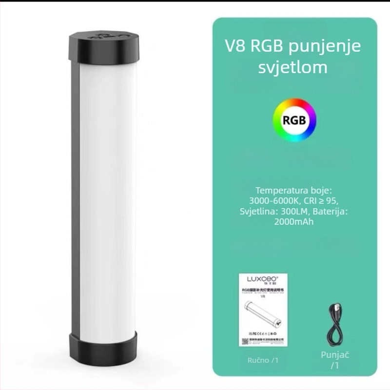Tesio Rasvjeta za live streaming, Prenosna ručna, 4W, Dvostruka temperatura boje, 3.7V