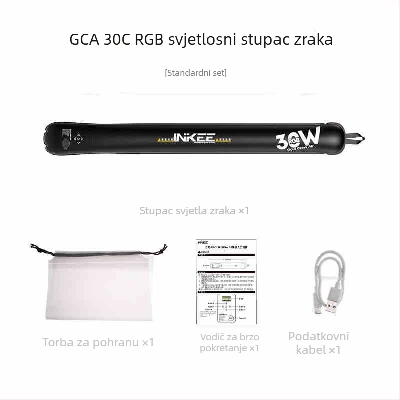 Inkee GCA30C RGB LED rasvjeta za popunjavanje fotografija – prijenosno ručno svjetlo za vanjske snimke i prijenos uživo (10–50W, ugrađena baterija)