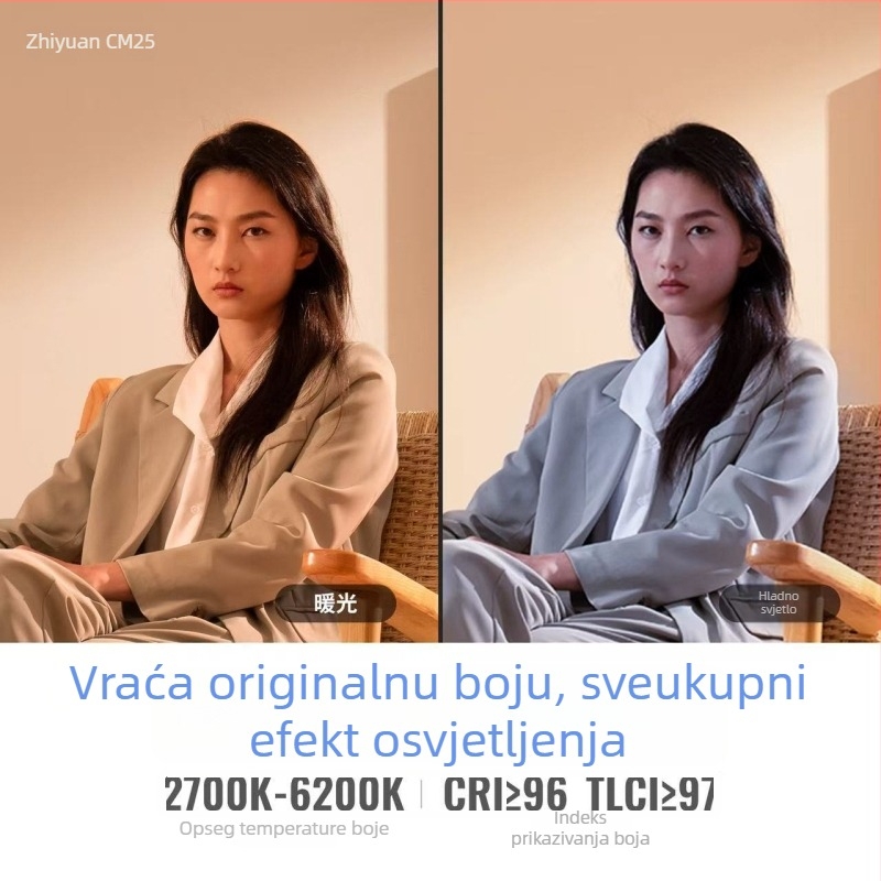 Zhiyun CM25 Fotografija rasvjeta za dopunjavanje, prijenosno ručno svjetlo za livestream, dvostruka boja temperature, 25W, 12V