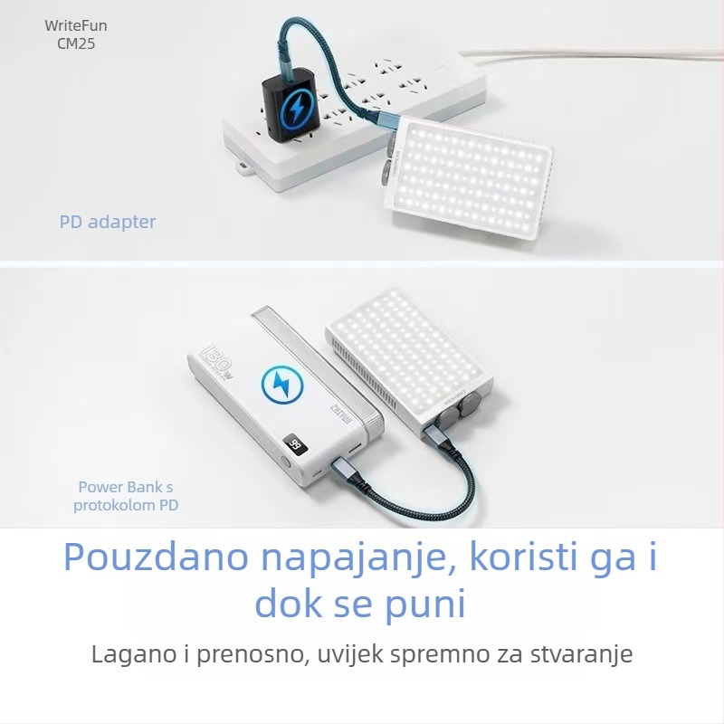 Zhiyun CM25 Fotografija rasvjeta za dopunjavanje, prijenosno ručno svjetlo za livestream, dvostruka boja temperature, 25W, 12V