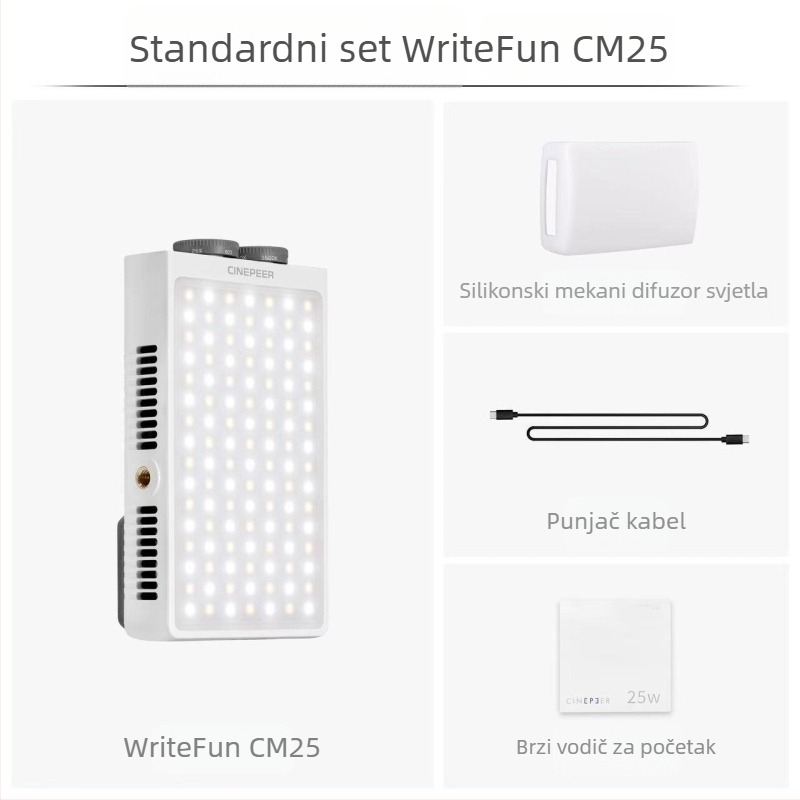 Zhiyun CM25 Fotografija rasvjeta za dopunjavanje, prijenosno ručno svjetlo za livestream, dvostruka boja temperature, 25W, 12V