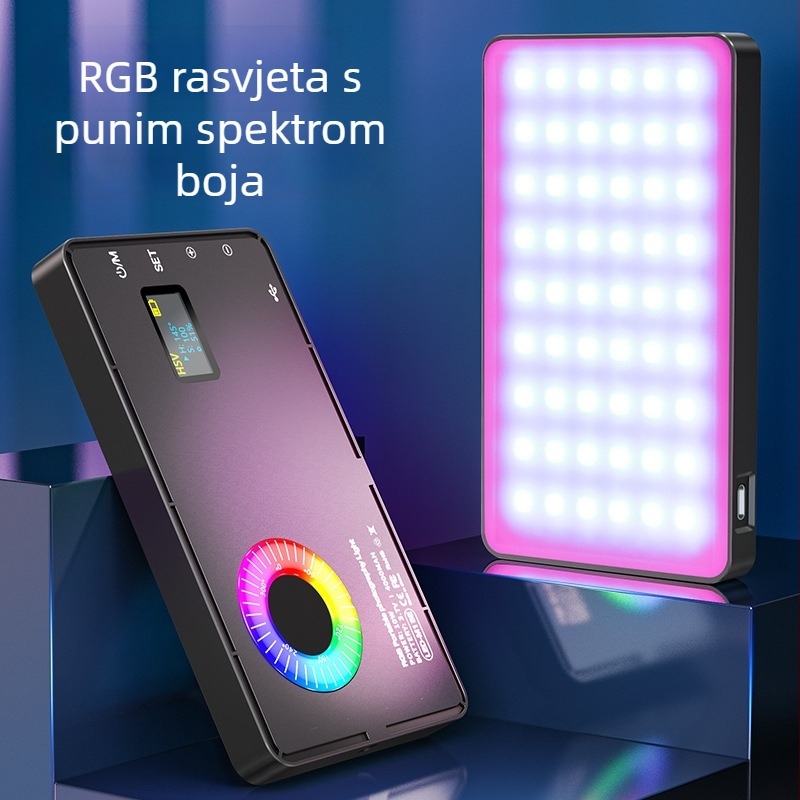 LED rasvjeta za fotografiju – RGB puna boja, prilagodljiva temperatura boje 2500–9900K, snaga 10–50W, 5V, model LED-M1SE, stolna upotreba