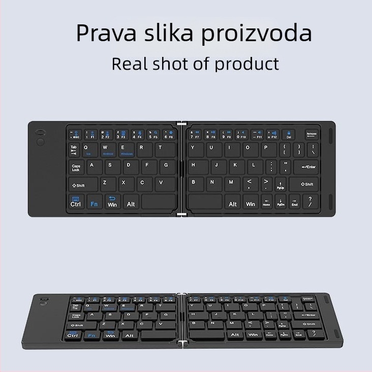 Sklopiva bežična Bluetooth tipkovnica s mišem – 1600dpi optoelektronički, ergonomski dizajn, mogućnost prilagodbe logotipa, uključuje kabel za punjenje, univerzalno za notebook, tablet, telefon, laptop