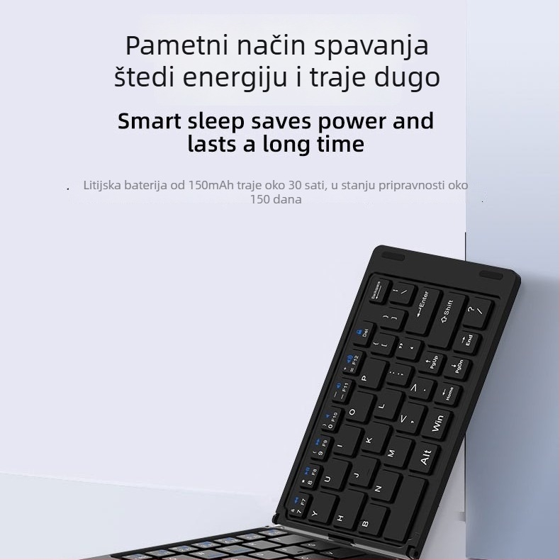Sklopiva bežična Bluetooth tipkovnica s mišem – 1600dpi optoelektronički, ergonomski dizajn, mogućnost prilagodbe logotipa, uključuje kabel za punjenje, univerzalno za notebook, tablet, telefon, laptop