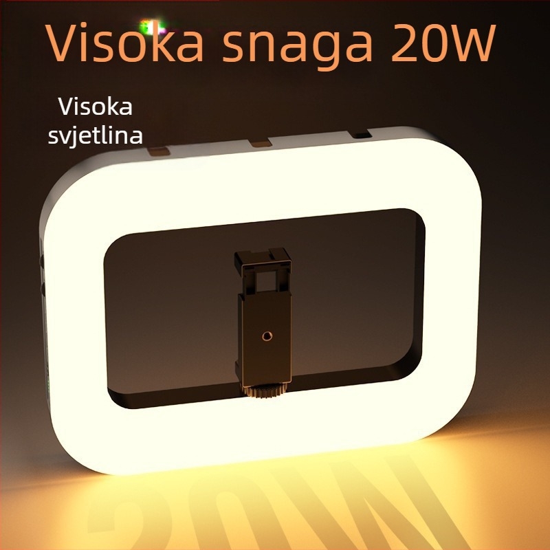 Ring svjetiljka za portretno fotografiranje i snimanje videa, ručna dopunska svjetlost, prijenosno osvjetljenje s prilagodljivom jačinom, model Zgrl-02, 20W, promjenjiva boja topline 2500–9900K