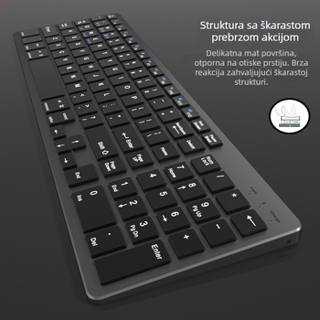 Bežični komplet tipkovnice i miša — tih, 1600dpi optički senzor, ergonomski, vodootporan, USB sučelja
